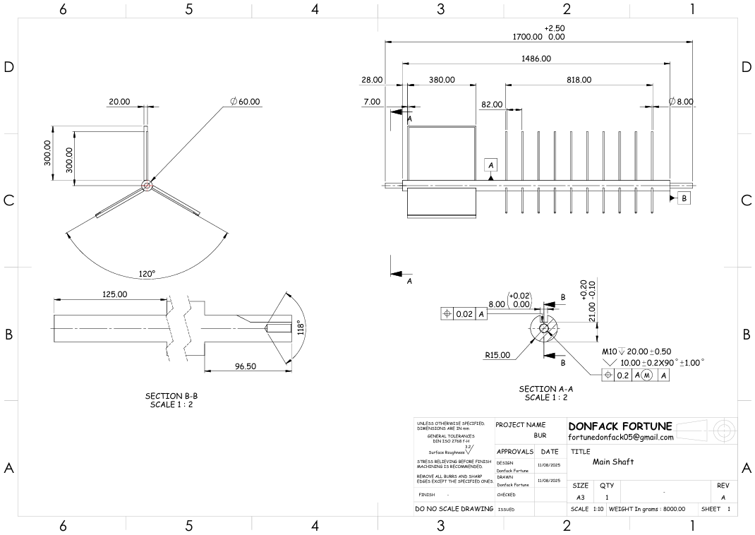2D shaft design detail